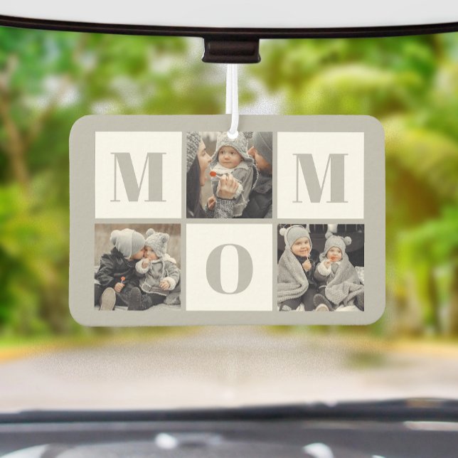 Mom 3 Photo Collage Gray Car Air Freshener (Creator Uploaded)