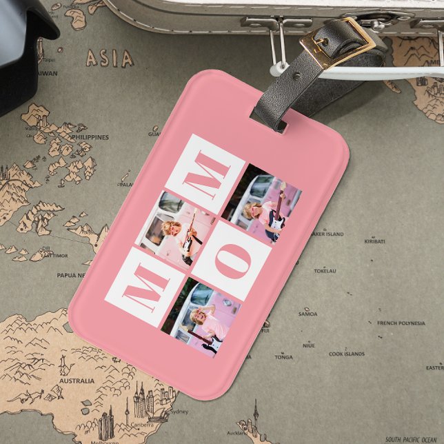 Mom 3 Photo Collage Pink Luggage Tag (Creator Uploaded)