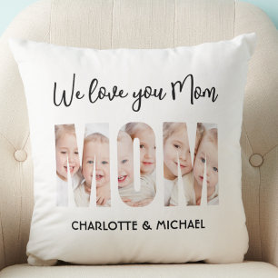 Mom 3 Photos Cutout Letters Cushion