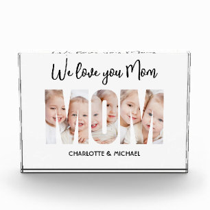 Mom 3 Photos Cutout Letters Photo Block