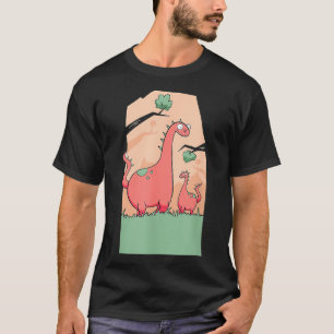 Mom And Baby Dinosaur Family Cute  T-Shirt