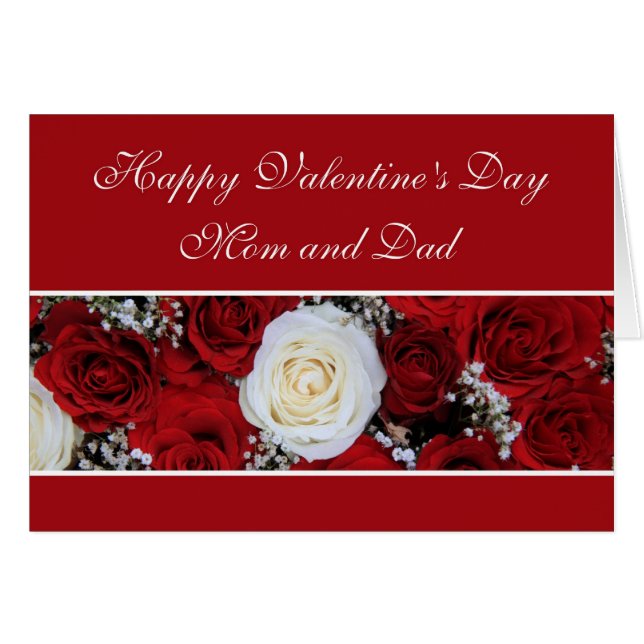 Mom and Dad Valentine's Day red and white roses (Front Horizontal)