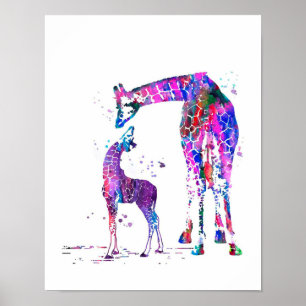Mom And Daughter Giraffe Gift, Family Lover Gift Poster