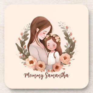 Mom and Daughter with Rose Wreath 2 Coaster