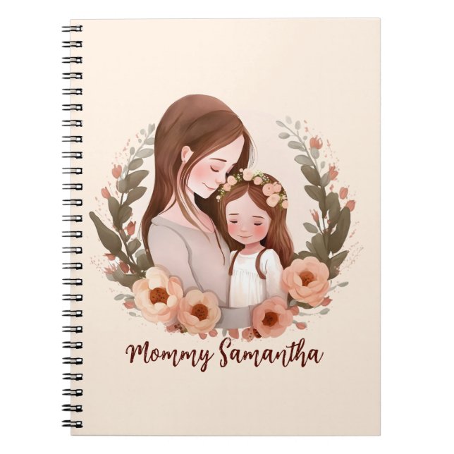 Mom and Daughter with Rose Wreath 2 Notebook (Front)