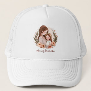Mom and Daughter with Rose Wreath 2 Trucker Hat