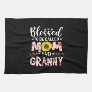 Mom And Granny Floral Birthday Tea Towel