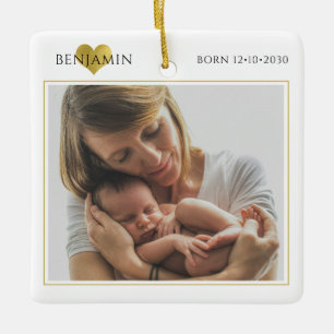 Mom And Newborn Photo Ceramic Ornament