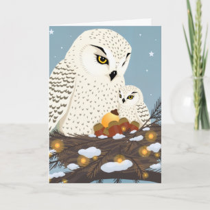 Mom and owlet ready for Christmas Card
