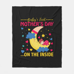 Mom Art First Mother's Day On The Inside Fleece Blanket