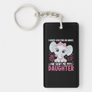 Mom Art He Sent Me Elephant Daughter Key Ring