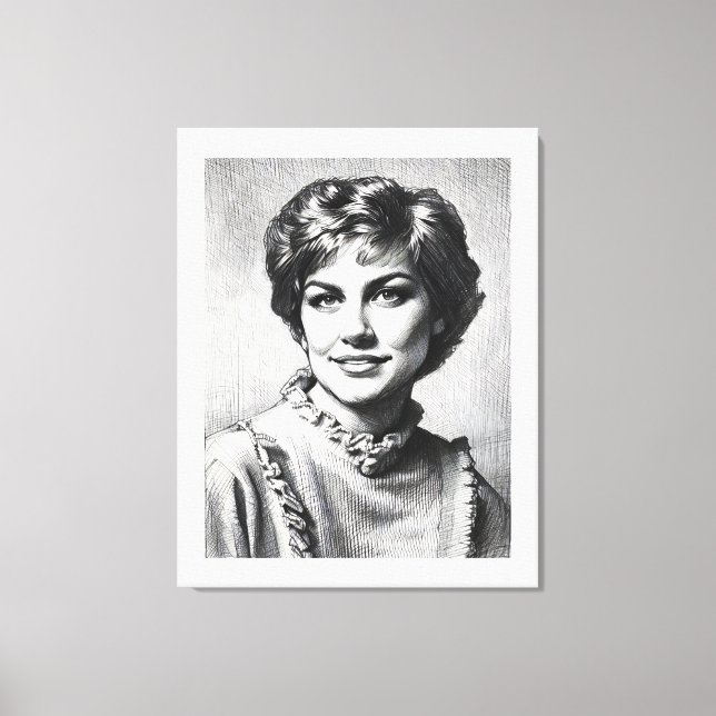 Mom as Computer Sketch Drawing Canvas Print (Front)