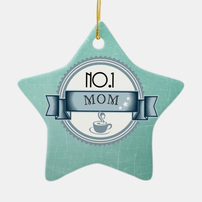 MOM award retro style Ceramic Tree Decoration (Front)