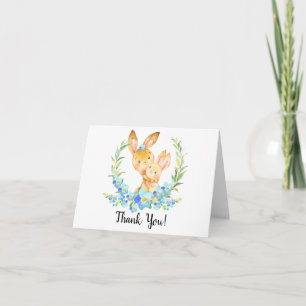Mom & Baby Bunny Boys Shower Thank You Note Card