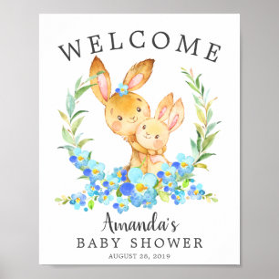 Mom & Baby Bunny Welcome Baby Shower Poster