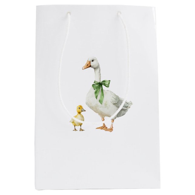 Mom Baby Ducks Animal Baby Shower Medium Gift Bag (Front)