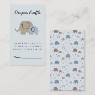 Mom Baby Elephant Baby Shower Diaper Raffle Ticket Enclosure Card