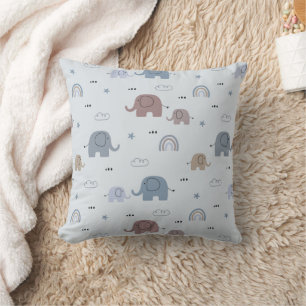 Mom & Baby Elephant Pattern  Throw Pillow
