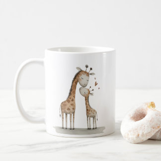 Mom & Baby Giraffe Cute Illustration Coffee Mug
