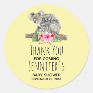 Mom & Baby Koala Bears Cute Watercolor Baby Shower Classic Round Sticker
