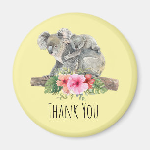 Mom & Baby Koala Bears Cute Watercolor Thank You Magnet