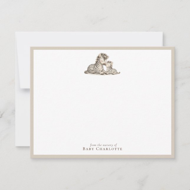Mom & Baby Zebra Nursery Note Card  (Front)