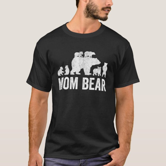 Mom Bear Mothers Day S, Funny Mother Six Cub Kids T-Shirt (Front)