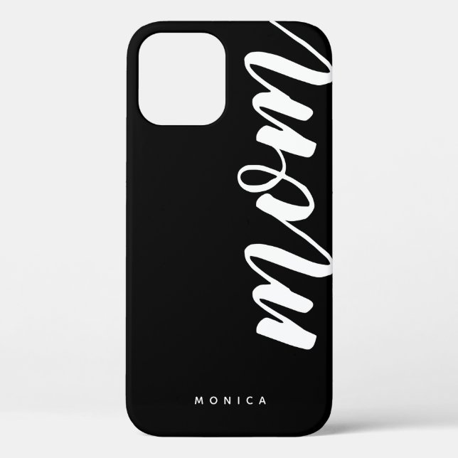 Mom Black and White Minimalist  iPhone 12 Case (Back)