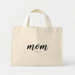Mom Black and White Minimalist Mini Tote Bag