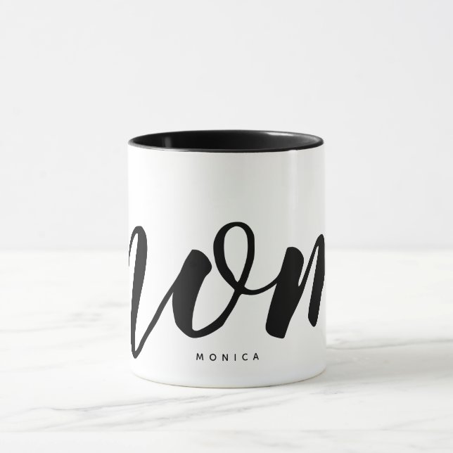 Mom Black and White Minimalist Typography Mug (Center)