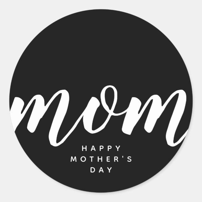Mom Black Modern Minimalist Sticker (Front)