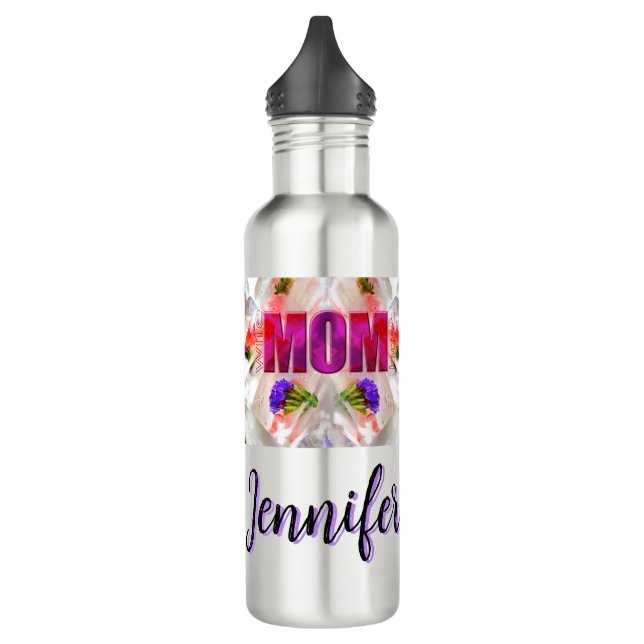 'Mom-Boss-Fire' - Floral design in cubes 710 Ml Water Bottle (Left)