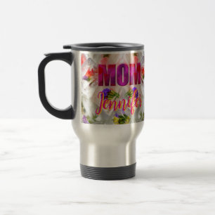 'Mom-Boss-Fire' - Floral design in cubes Travel Mug