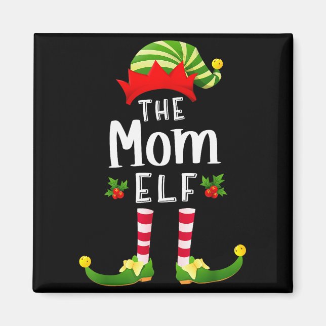 Mom Christmas Elf Matching Pajama X-mas Party  Magnet (Front)