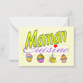 Mom cooks cakes on a postcard. card