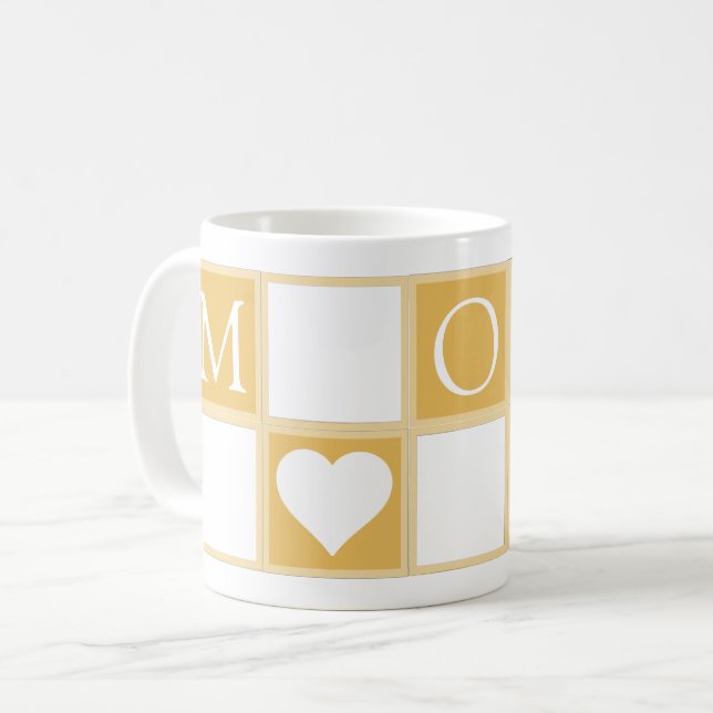 Mom Custom 5 Photos Hearts Yellow Coffee Mug (Front Left)