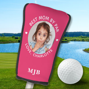 MOM Custom Photo Personalised Monogram Chic Pink Golf Head Cover