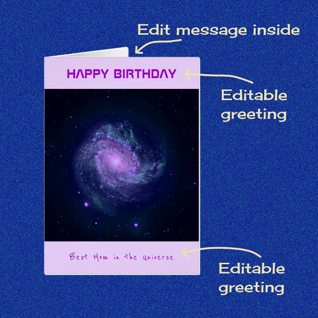 Mom custom text spiral galaxy birthday card (Creator Uploaded)