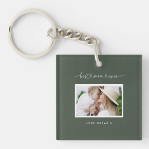 Mom cute modern script photo gift  key ring