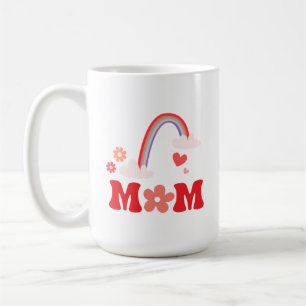 Mom Cute Rainbow And Flowers Coffee Mug