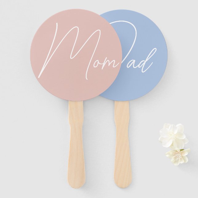 Mom Dad Baby Shower Guess Who Game Vote Hand Fan (Front and Back)