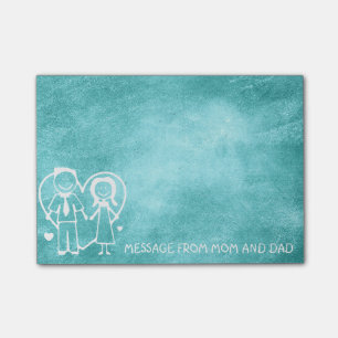 Mom Dad Family Massage Chalkboard Mint Blue Post-it Notes