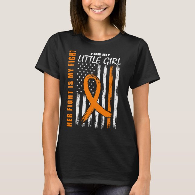 Mom Dad Little Girl Daughter Leukemia Awareness Fl T-Shirt (Front)