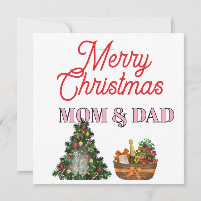 MOM & DAD Merry Christmas   Card (Front)