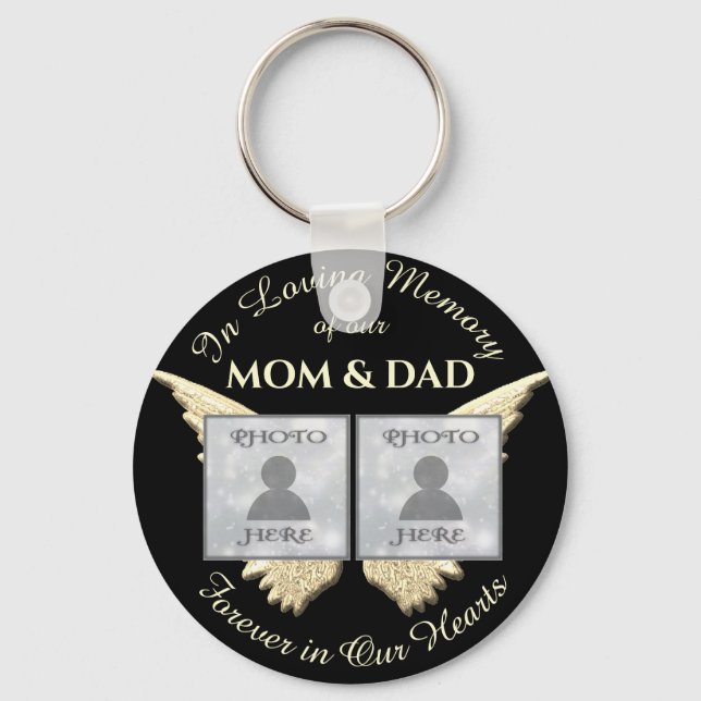 Mom & Dad Photo Memorial Keychain (Front)