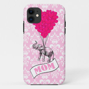 Mom, elephant and heart balloons iPhone 11 case