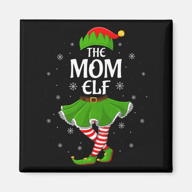 Mom Elf Christmas Family Girls Women Elf Squad Xma Magnet (Front)