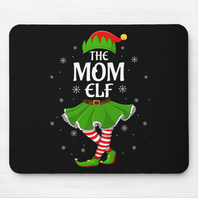 Mom Elf Christmas Family Girls Women Elf Squad Xma Mouse Mat (Front)