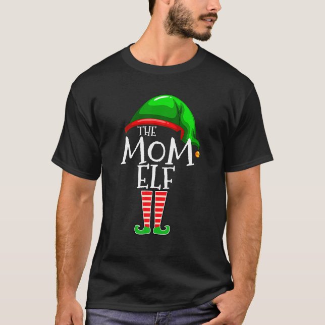 Mom Elf Family Matching Group Christmas Mommy T-Shirt (Front)