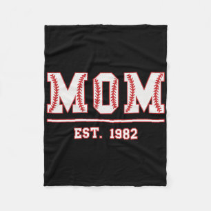 Mom Est. 1982 Funny Sports Year Established Mother Fleece Blanket